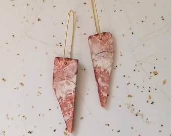 Birds Eye Jasper Stone Slice Earrings