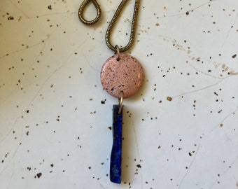 Natural Stone Necklace | Pink Blue and Gold