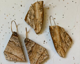 Picture Jasper Stone Slice Earrings