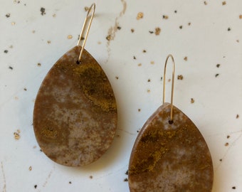 Ocean Jasper Stone Slice Earrings