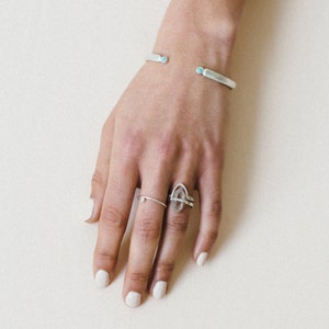 Organic Gold Minimal Stacking Ring, Silver Arc Ring, Statement Triangle Ring, Simple Wedding Band, Unisex Ring Band Thin Abode Ring image 6