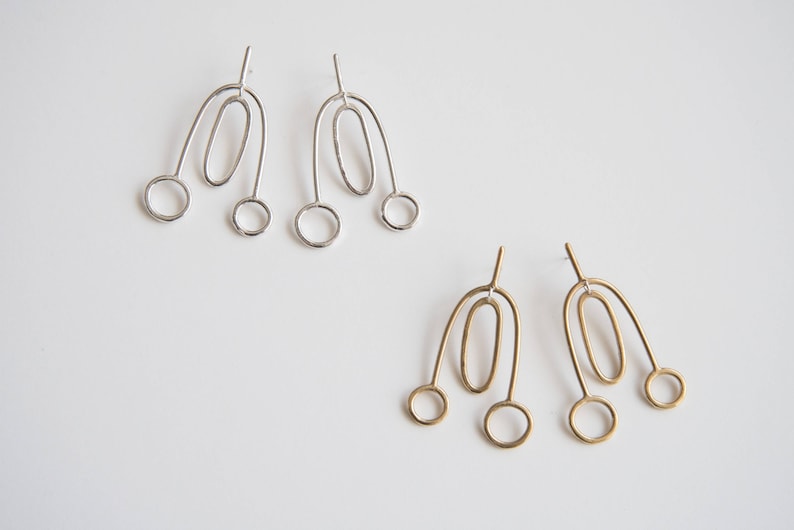 Minimal Modern Statement Earrings Large Stud Earrings Etsy