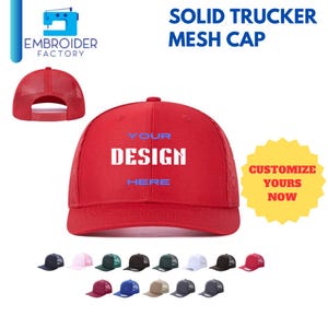 Custom trucker mesh pet voor heren en dames - gepersonaliseerde geborduurde truckpet verstelbare snapback, gepersonaliseerde hoeden, rood