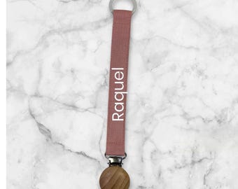 Cadena y gancho de tela para chupete de bebé personalizable