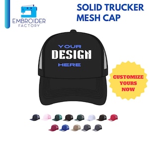 Custom Trucker Mesh Cap for Men & Women - Personalized Embroidered Truck Hat Adjustable Snapback, Personalized Hats, Outdoor Mesh Hat Black