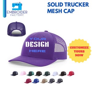 Custom Trucker Mesh Cap for Men & Women - Personalized Embroidered Truck Hat Adjustable Snapback, Personalized Hats, Purple