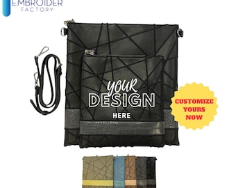 Juego de bolsas de lujo para talit y tefilín con trama cruzada y personalización, bolsas de cuero sintético personalizadas para talit y tefilín