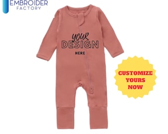 Body de bambú personalizable para bebés pequeños: pijama suave, elástico y personalizado de Embroider Factory