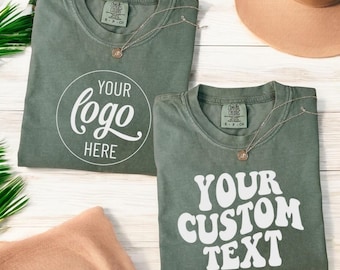 Camiseta con diseño de texto personalizado Comfort Colors®, camiseta con texto personalizado de la empresa, camiseta con el logotipo comercial, camiseta gruesa ¡Especial para el Día del Padre!