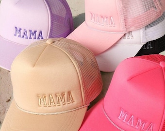 Gorra de camionero bordada MAMA Gorra de mujer con colores de espuma MAMA
