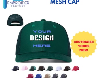 Custom Trucker Mesh Cap for Men & Women - Personalized Embroidered Truck Hat Adjustable Snapback, Personalized Hats, Green