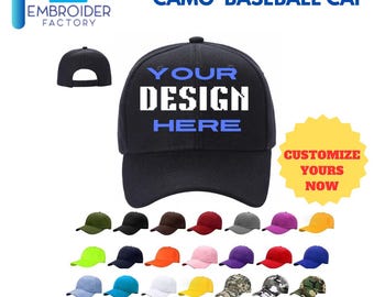 Czapka baseballowa Camo z zapięciem na rzep — 100% poliester, spersonalizowany haft Twoja czapka Dad Life do zabawy na świeżym powietrzu! Czarna