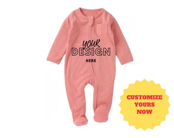 Personalized Footed Pajamas for Toddler Girls & Boys, Custom Embroidered Interlock Bodysuit. Perfect for comfy, unique sleepwear!