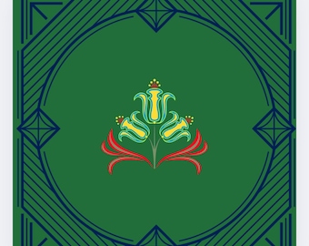 MAHJONG MAT ART Deco style hunter green with thoughtful design to make your traditional tiles pop!