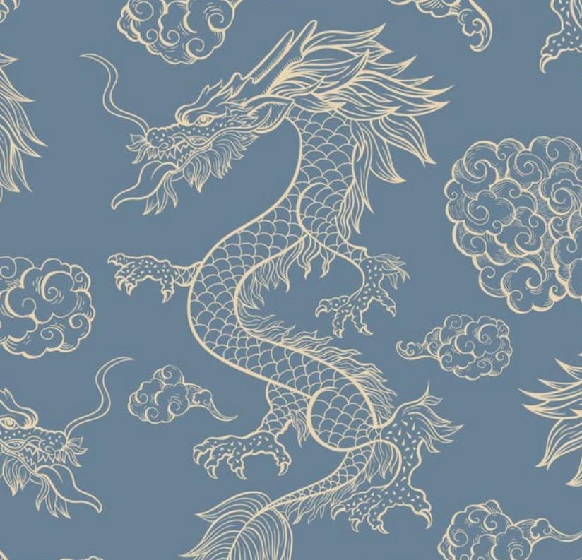 MAHJONG MAT CHINOISERIE Dragon Design Leatherette or Neoprene 31x 31 choiceof cut or zig zag (pinked) edge, STYLISh MAHj MAt