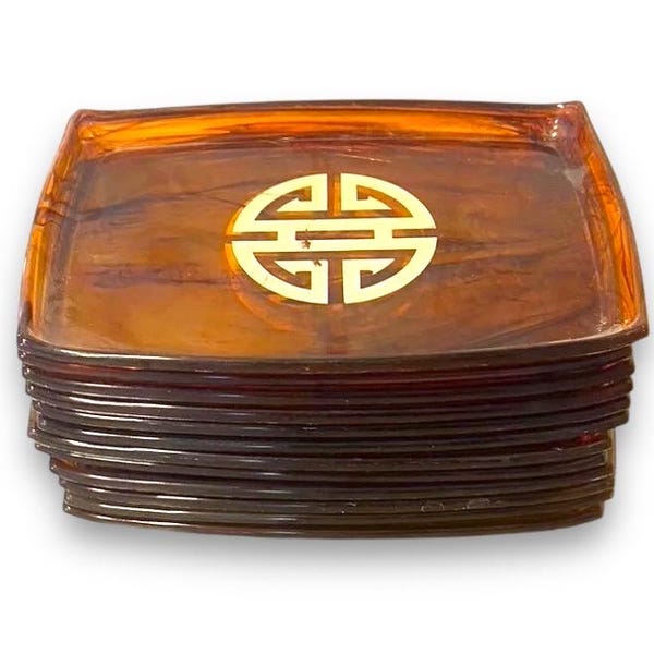 Bandejas de MCM con forma de tortuga (imitación) para aperitivos o cualquier cosa. IDEALES para mesas auxiliares de Mahjong o cualquier ocasión: hermosas bandejas antiguas con una larga vida útil en China