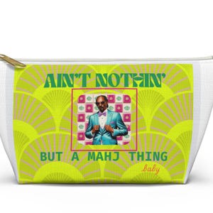 Bolsa de accesorios de Mahjong para bebés Snoop Ain't Nothin But A Mahj Thing, regalo para anfitriona, bolsa de mini fichas, bolsa de maquillaje de moda, regalo para su amante del Mahj
