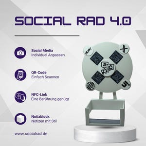 Social RAD 4.0 – Nachhaltiges Social-Media-Tool mit QR-Code und NFC | 3D-gedrucktes Gadget für Start-ups, Hotels und kleine Unternehmen