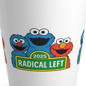 Radical Left Latte Mug - Funny Political Quote Ceramic Coffee Cup for Liberals, Progressives, Activists - Gift for Democrats, Election