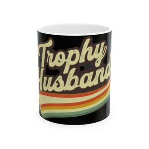 トロフィーハズバンドセラミックマグ、彼への楽しいギフト、結婚式、記念日、誕生日、コーヒー愛好家へのギフトに最適、レトロデザイン