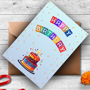 Printable Birthday Card, Birthday Card Template, Birthday Card Print at Home, Happy Birthday Card, Digital Download Cards, Greeting Cards