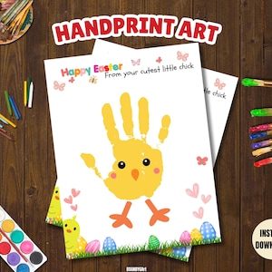 Impronte di mani stampabili, lavoretto con pulcino di Pasqua, attività per bambini, ricordo per neonati, regalo di Pasqua per bambini, decorazioni stampabili, regali per bambini