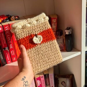 Pumpkin Spice Latte Crochet Book & Kindle Sleeve | Handmade Autumn Book Protector | Cozy Fall Book Pouch