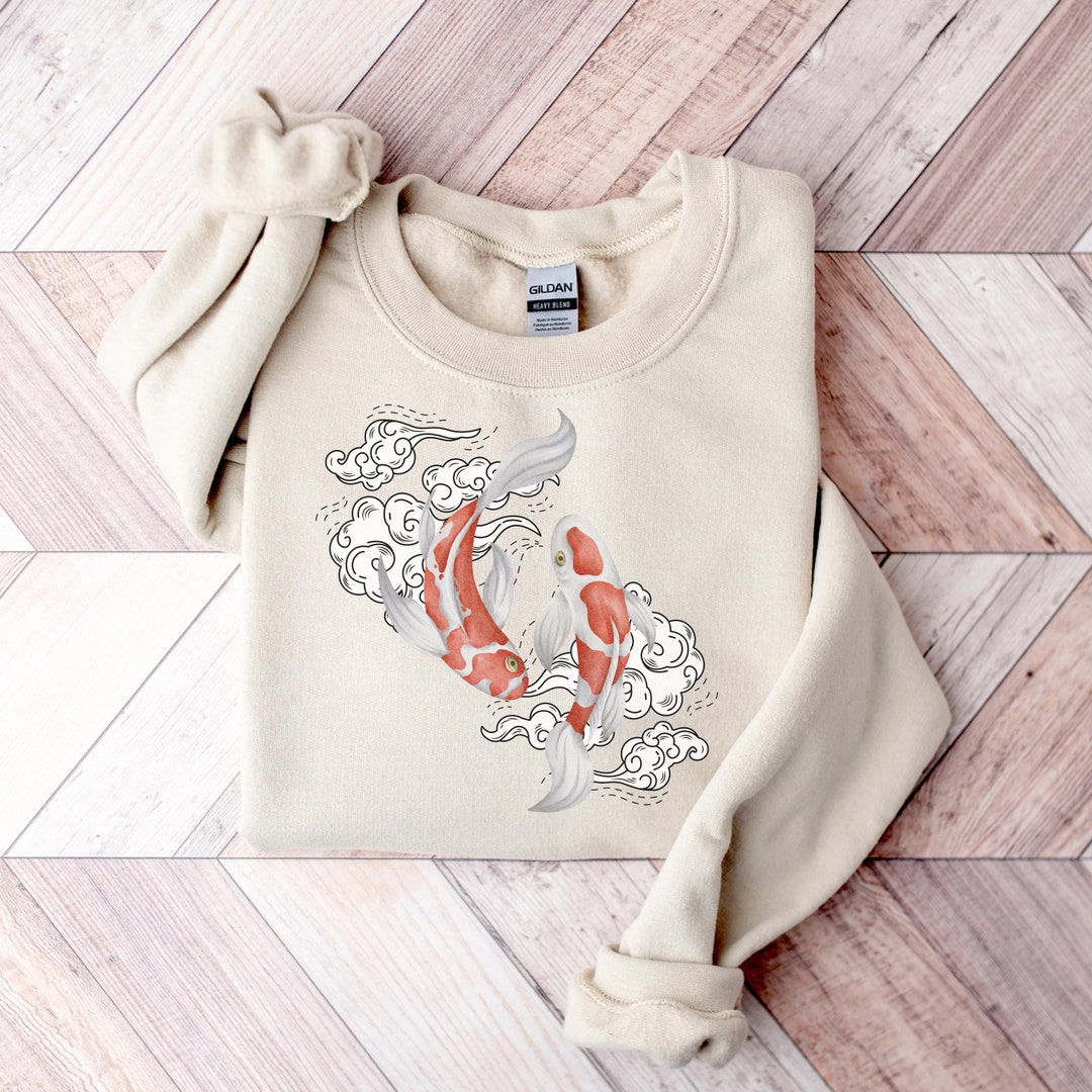 Koi Fish Lotus Pattern Print Women's Sweatshirt