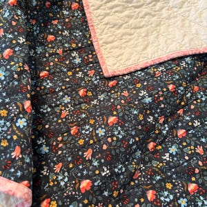 pretty handmade Baby Quilt, Rifle Paper Co wholecloth blanket, modern heirloom gift, floral
