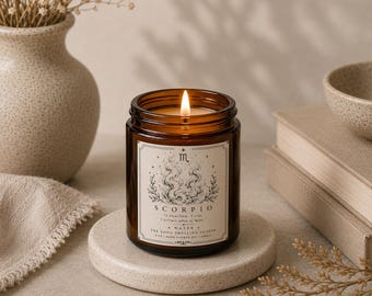 Zodiac Sign Candle: Scented Astrology Gift, 4 oz Amber Jar