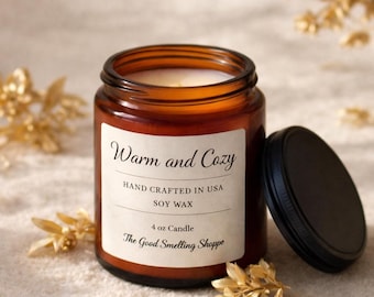 Amber Jar Soy Candle – Eucalyptus Mint, Clean Burning, Cozy Home Decor