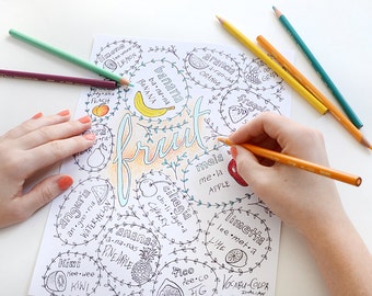 Italiaanse taal afdrukbare kleuren pagina - Fruit - Leer Italiaans op een creatieve manier... door kleuren!