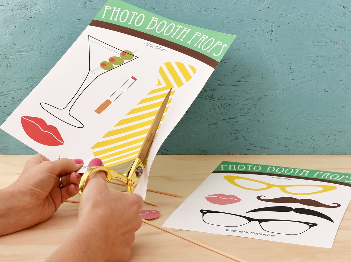 Printable Retro Photo Booth Props Perfect for Weddings Etsy UK