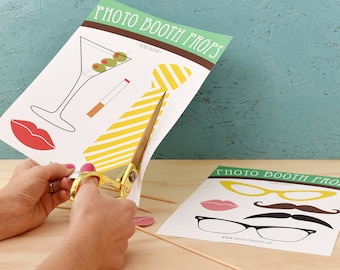 Afdrukbare Retro Photo Booth Props - Perfect voor bruiloften, douches, verjaardagsfeestjes - jaren 1950 Madmen Style Instant Digitale Download
