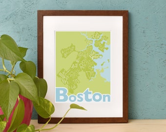 Afdrukbare Boston buurten kaart poster - 8 x 10 bestand