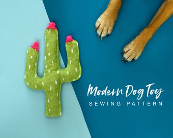 Gemakkelijk Cactus Hondenspeelgoed Naai-tutorial - Direct downloaden Afdrukbaar patroon - Modern doe-het-huisdierenspeelgoed