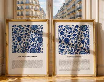 Creed Print Set | Vintage Inspired Wall Decor | Christian Living Room Canvas or Framed