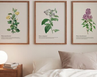 Christian Wall Decor Set of Three Prints Framed or Canvas