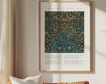 How Great Thou Art Print | Vintage Hymn Lyrics, William Morris Style (Digital Download)