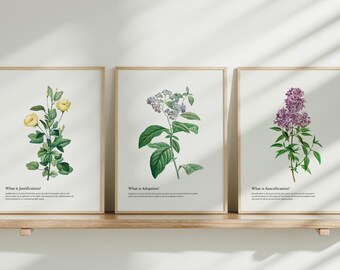 Christian Wall Decor Set of Three Prints Framed or Canvas, Westminster Shorter Catechism