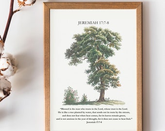 Jeremiah 17:7-8 Botanical Print | Vintage Scripture Verse (PDF)