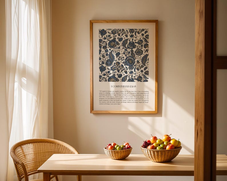 1 Corinthians 13 Vintage Floral Scripture Print | Christian Wall Art - Etsy