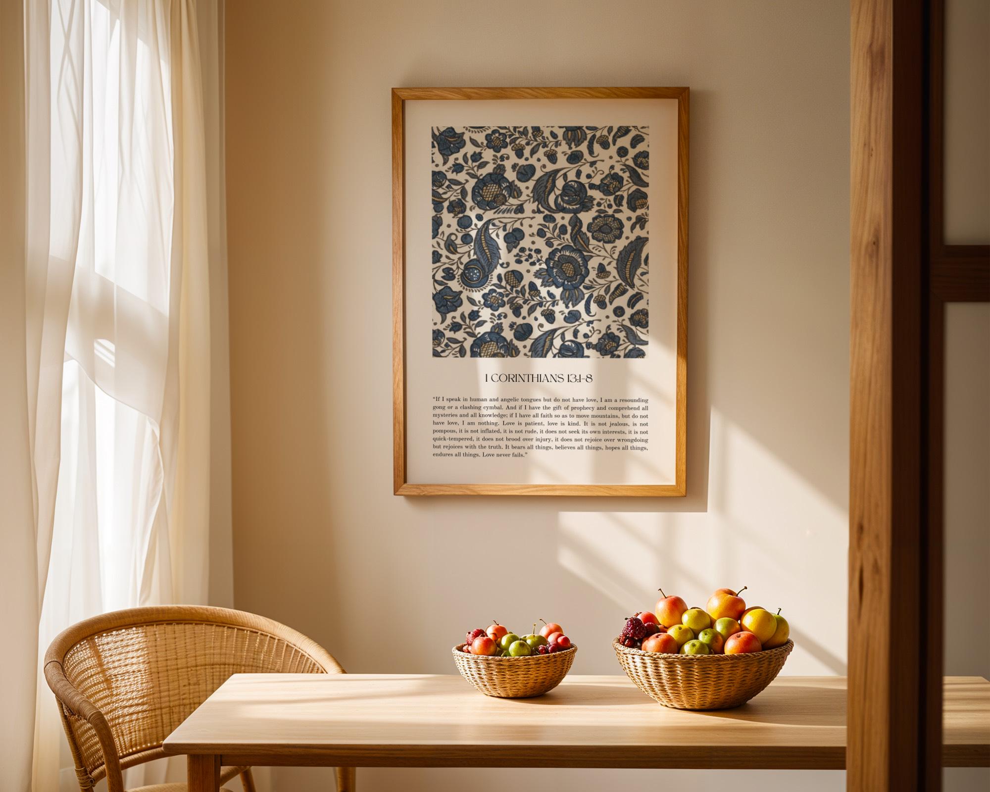 1 Corinthians 13 Vintage Floral Scripture Print | Christian Wall Art - Etsy