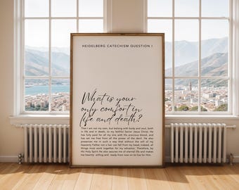Heidelberg Catechism Wall Art Print, Liturgy for Christian Home, Religious Poster, Statement of Faith