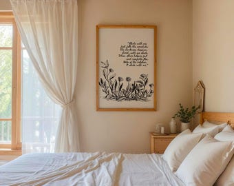 Abide With Me Botanical Print | Vintage Hymn Lyric Wall Art