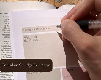 May include: A close-up of a page from a book with the title "Isaiah 4" and the text "Scripture Reference: Write Out the Passage: Printed on Smudge-free Paper"