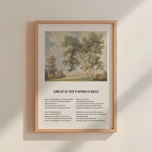 Great Is Thy Faithfulness | Hymn Lyrics Print | Christian Home Decor | Religious Wall Art | Vintage Music