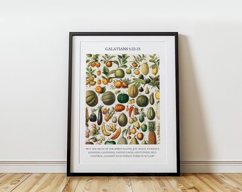 Fruits of the Spirit Print | Galatians 5:22-23, Vintage Christian Decor (Digital Download)