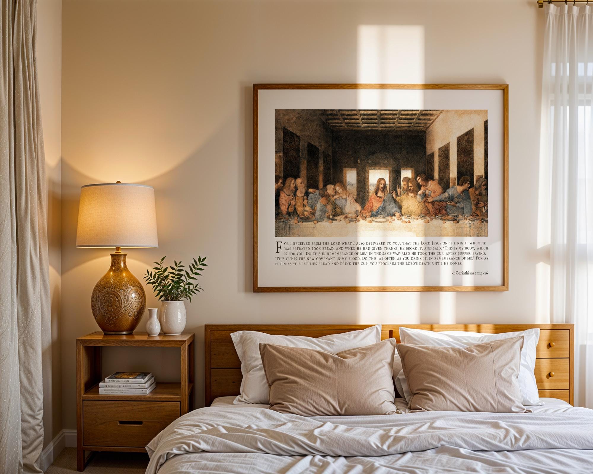 The Last Supper Vintage Wall Art Print | Scripture Verse Decor | Bible ...