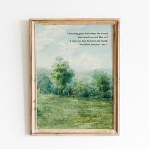 Amazing Grace How Sweet the Sound Hymn Wall Art Print | Christian Quote Decor | Printable Lyrics | Housewarming Gift